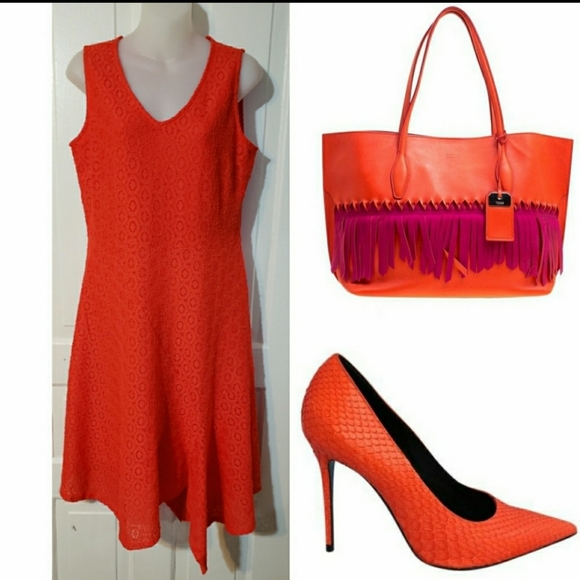 Sleeveless Bright Red Fit n Flare Dress Dana Buchman - Picture 14 of 14